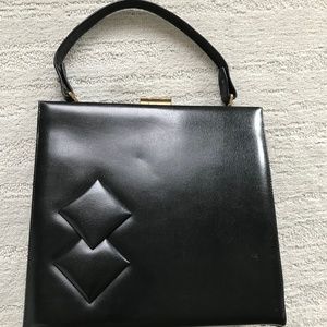 Purse Vintage Original Black leather, Medium size SALE